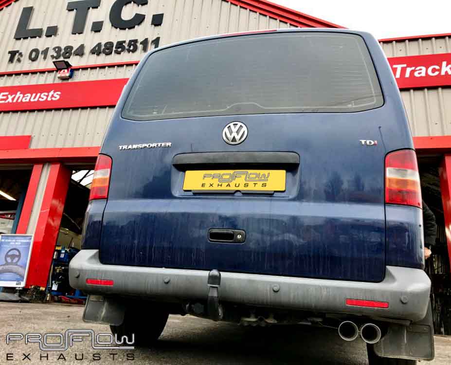 Proflow Exhausts Stainless Steel Vw T5 Transporter Volkswagen Mid Rear With Siingle Twin Tip (1)