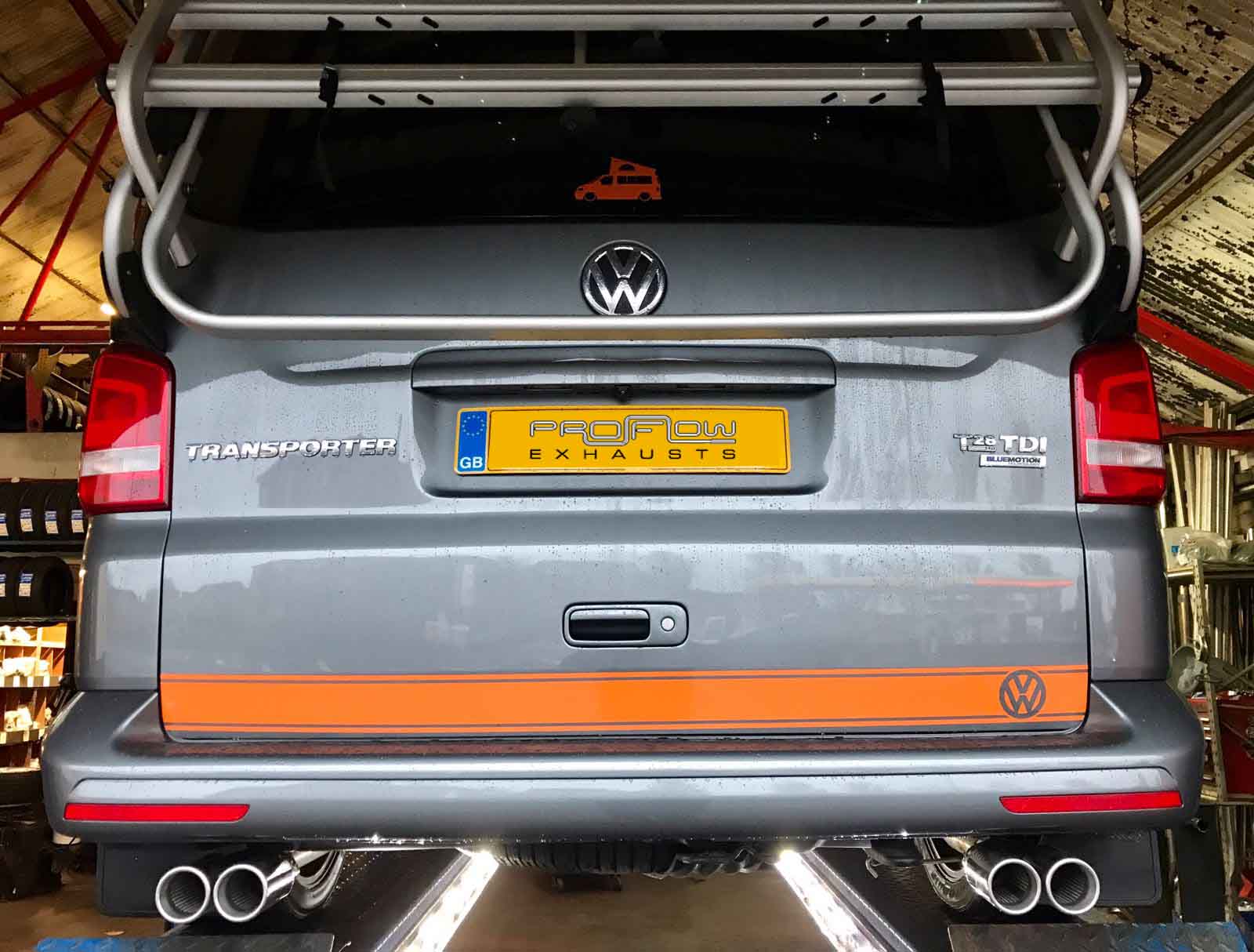 Proflow Stainless Steel Exhaust Middle And Rear Fitted To VW Transporter T5 Van (2)