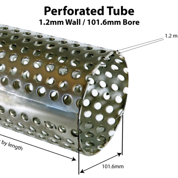 Proflow stainless steel 101.6mm perforated tube 1.2MM wall thickness 304