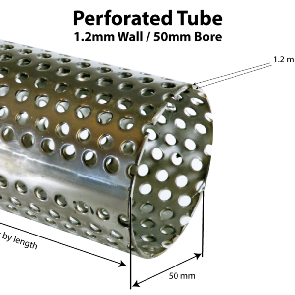 Proflow stainless steel 50mm perforated tube 1.2MM wall thickness 304