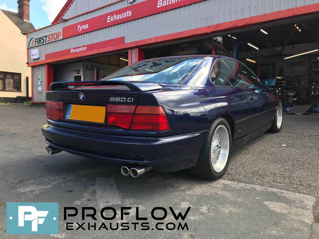 Proflow Custom Built Stainless Steel Exhaust For BMW 8 Series Mid And Rear With Centre Box Delete With TX199 Tailpipes (2)