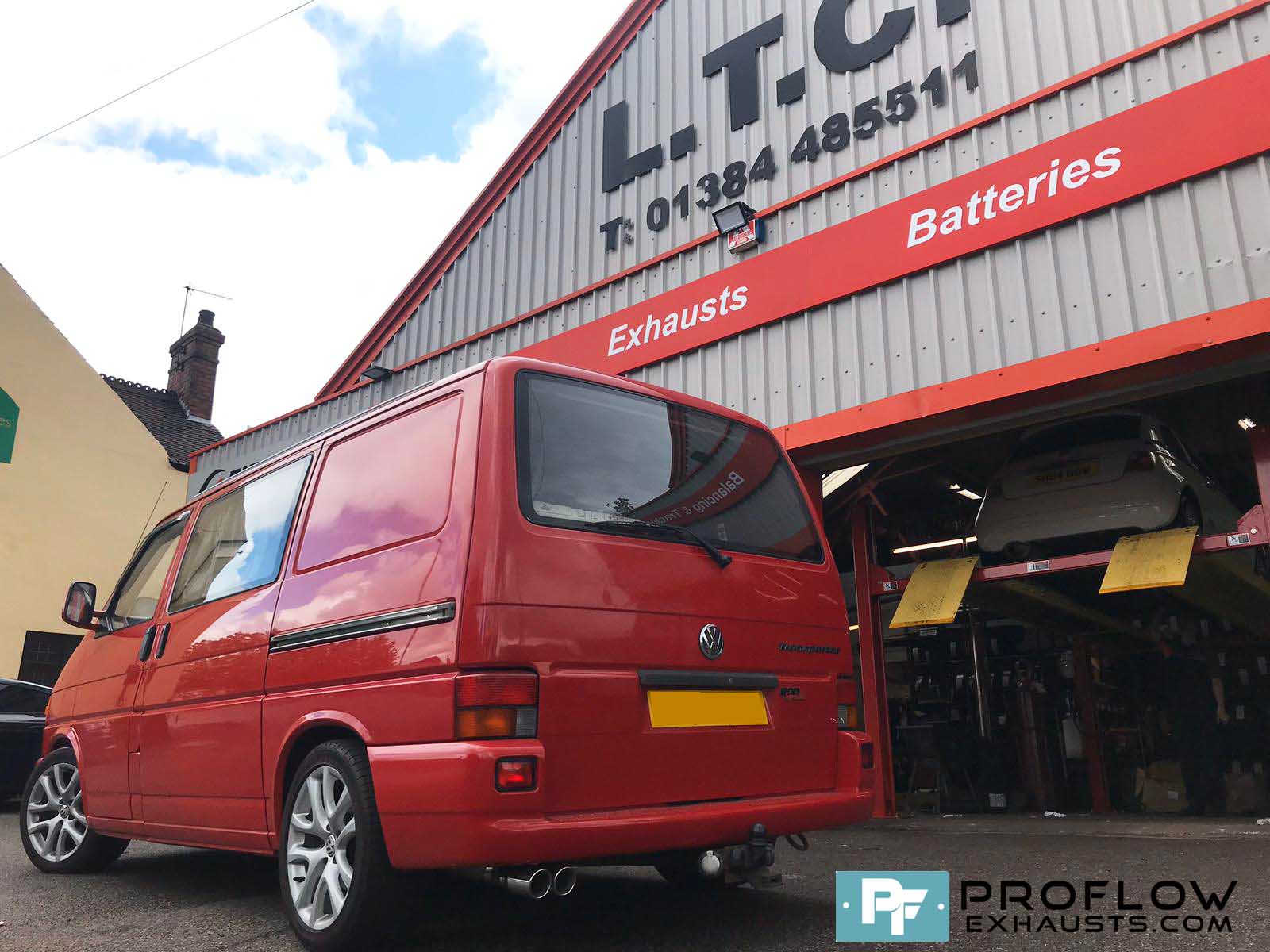 Proflow Custom built Exhaust for VW T4 Transporter Middle and Single Exit Rear