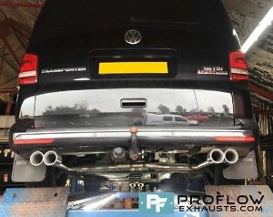 Proflow Custom built Exhaust for VW T5 Transporter Middle and Dual Rear with Twin Tailpipes made from Stainless Steel