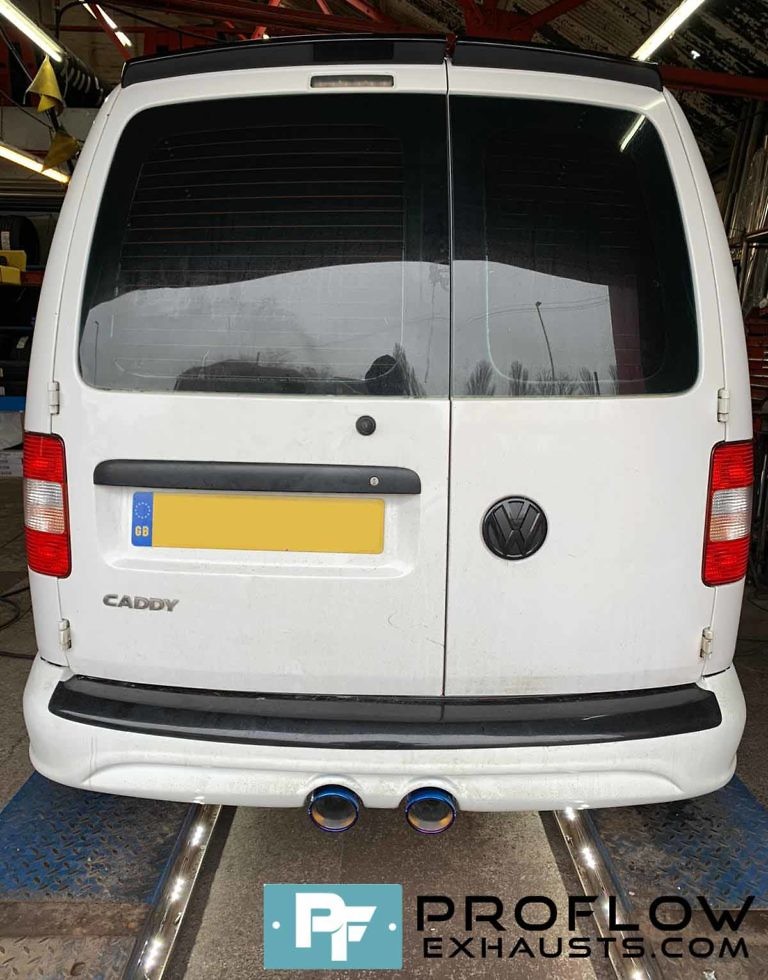 VW Caddy R32 Bumper Rear Exhaust Custom Built by Proflow Exhausts