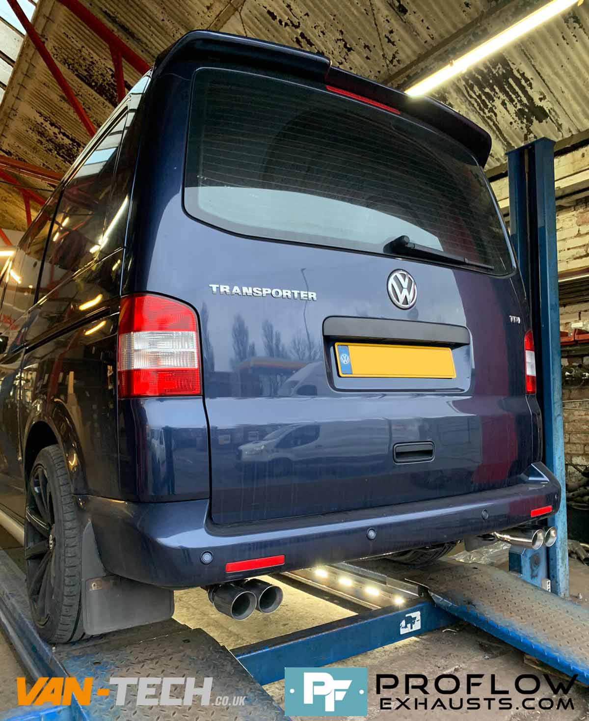 Proflow Custom Built Exhaust VW T5.1 Transporter Middle and Dual Rear