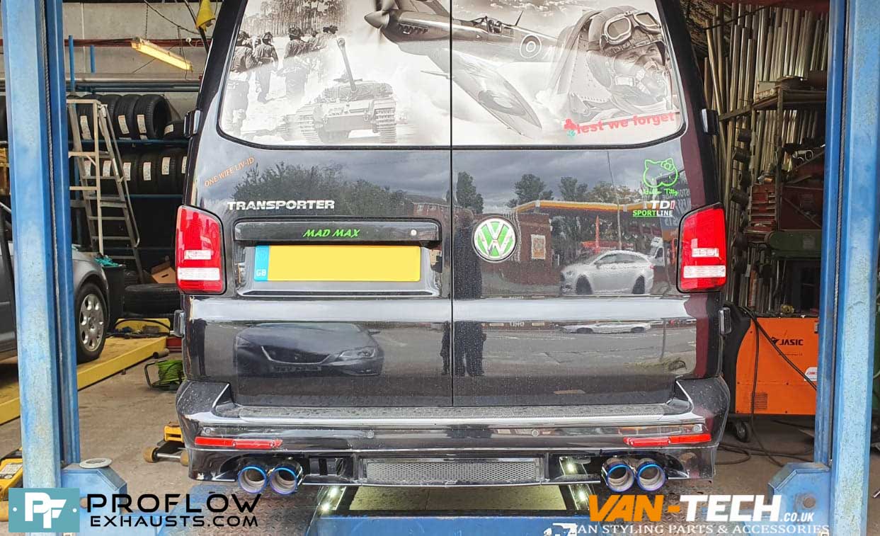 Custom Built Exhaust With Twin Tailpipes For VW Transporter T6 (4)