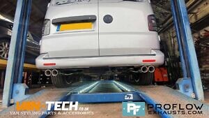 VW Transporter T5 Custom Exhaust with Dual Twin Tailpipes made from stainless steel