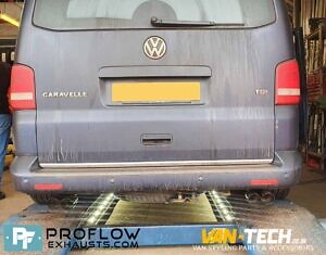 VW T5.1 Transporter Custom Stainless Steel Exhaust with Dual Exit Twin Tailpipes