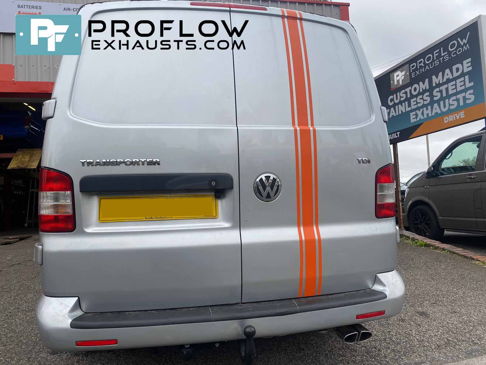 VW Transporter T5 Proflow Custom Exhuast Stainless Steel Single Exit With Twin Tailpipe (2)