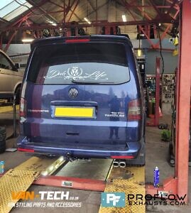 Custom Stainless Steel Exhaust For VW T5.1 Transporter Mid Rear With Single Exit Twin Tailpipe (1)