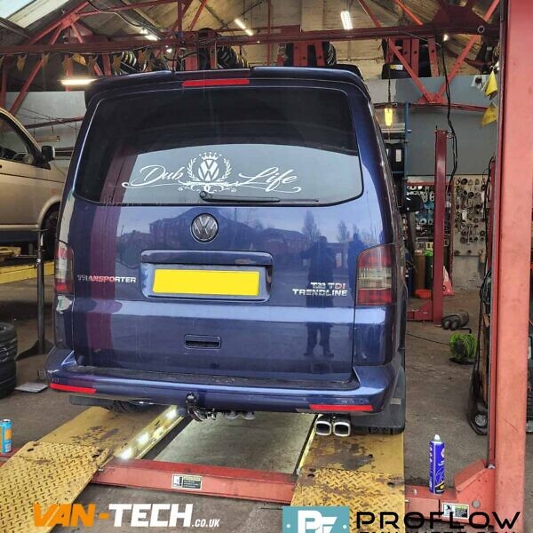 Custom Stainless Steel Exhaust For VW T5.1 Transporter Mid Rear With Single Exit Twin Tailpipe (1)
