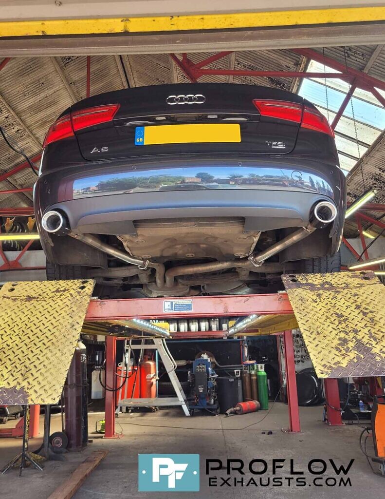 Audi A6 V6 Exhaust Back Box Delete With Dual Tailpipes Made From