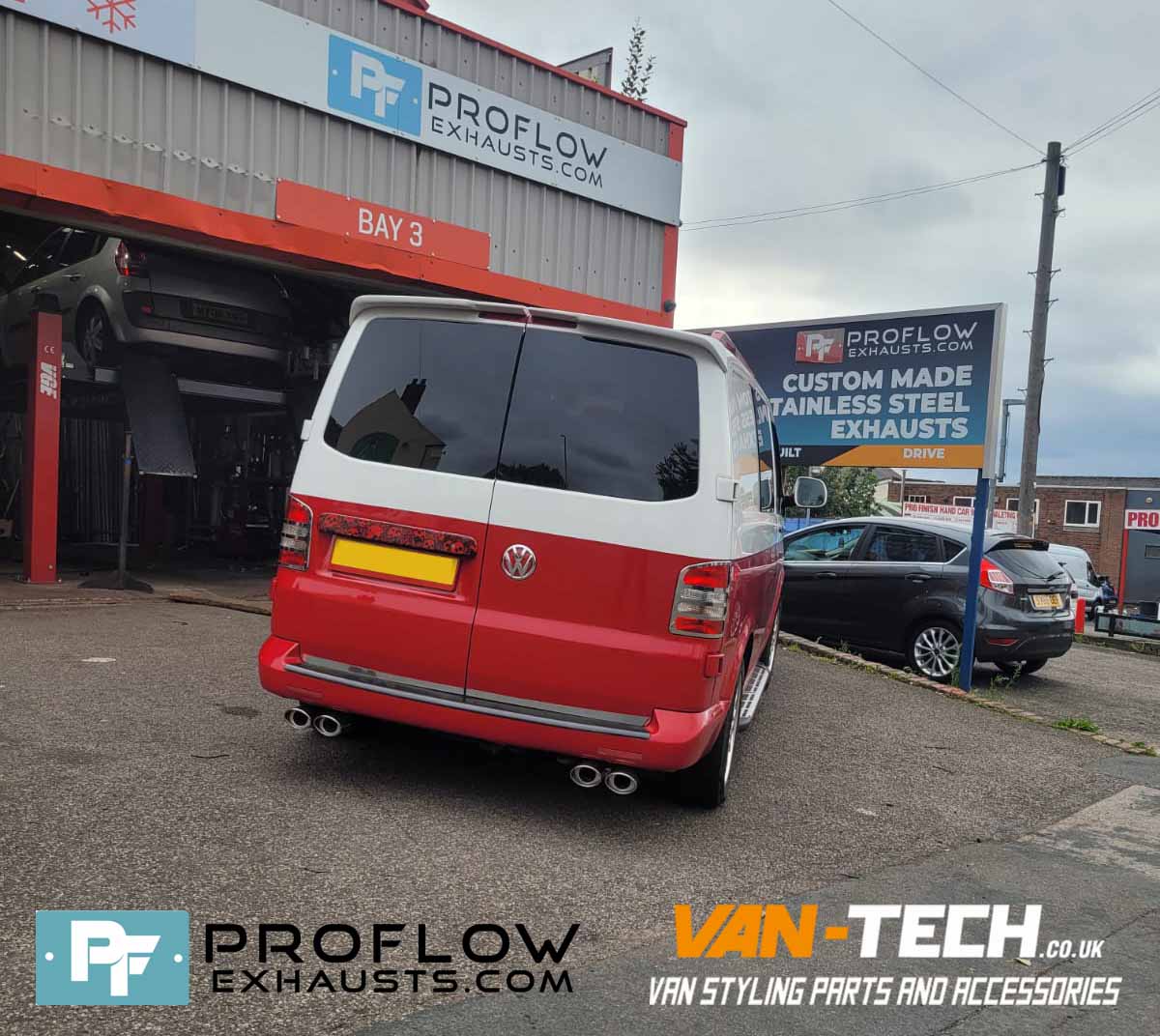 Proflow VW Transporter T5.1 Custom Exhaust Stainless Steel Mid Rear With Dual Exit Twin Tailpipes TX088 (1)