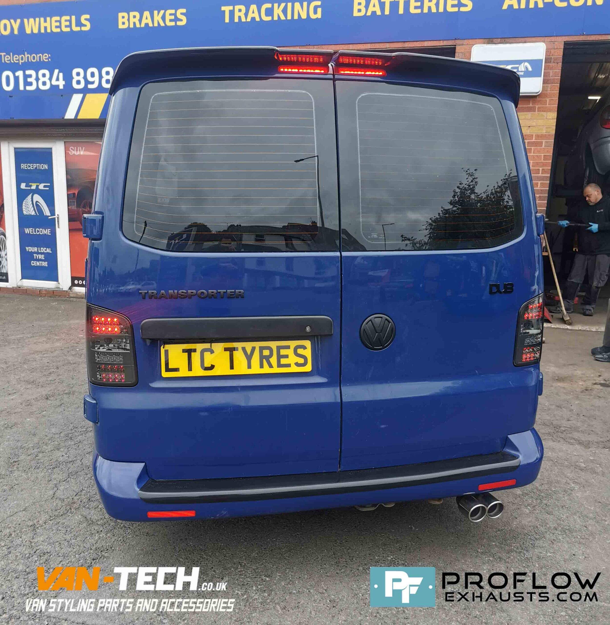 VW Transporter T5.1 Stainless Steel Custom Exhaust System Single Exit Twin Tailpipe (4)