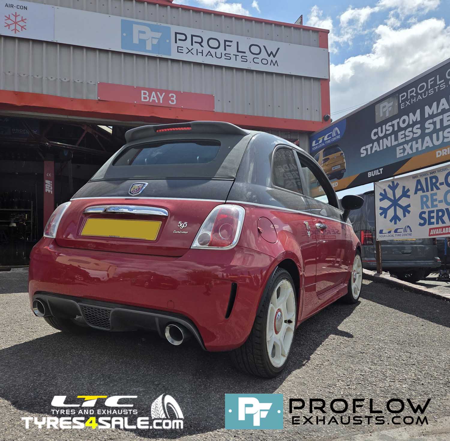 Fiat 500 Proflow Custom Exhaust Rear Dual Exit With TX026 Tailpipes Made From Stainless Steel (1)