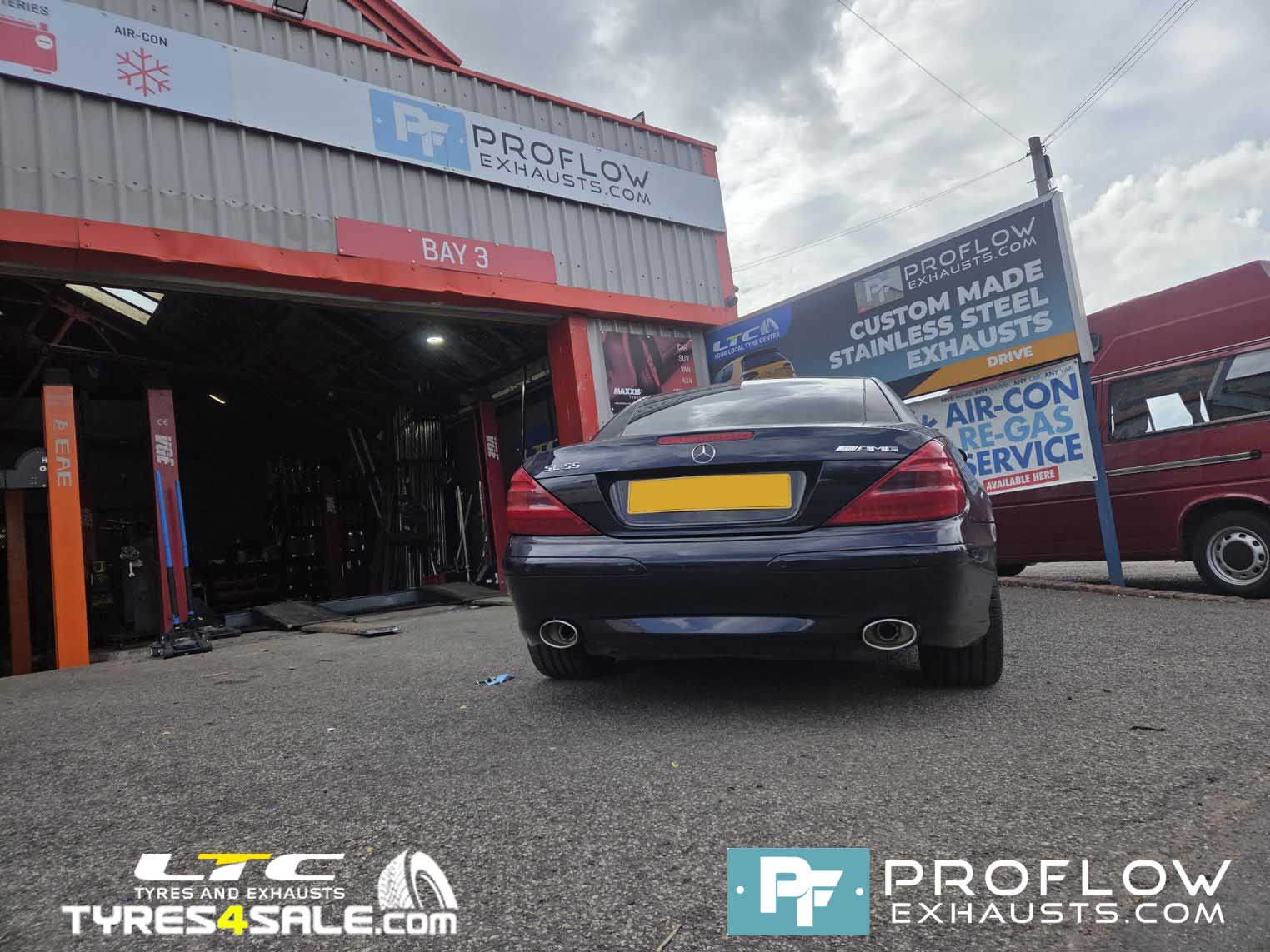 Mercedes Benz SL AMG Custom Stainless Steel Exhaust Dual Back Box With Oval Tailpipes (2)