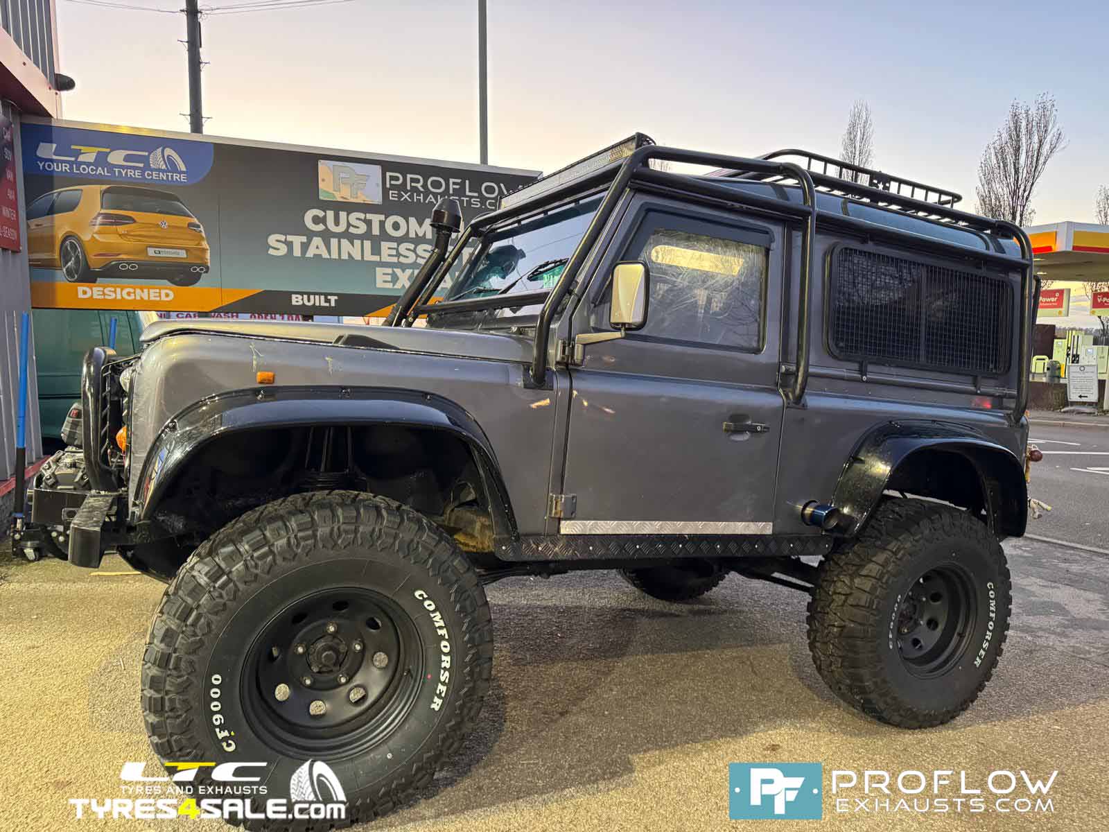  Land Rover Defender 90 Custom Exhaust Middle And Rear with Side Exit Made From Stainless Steel (5)